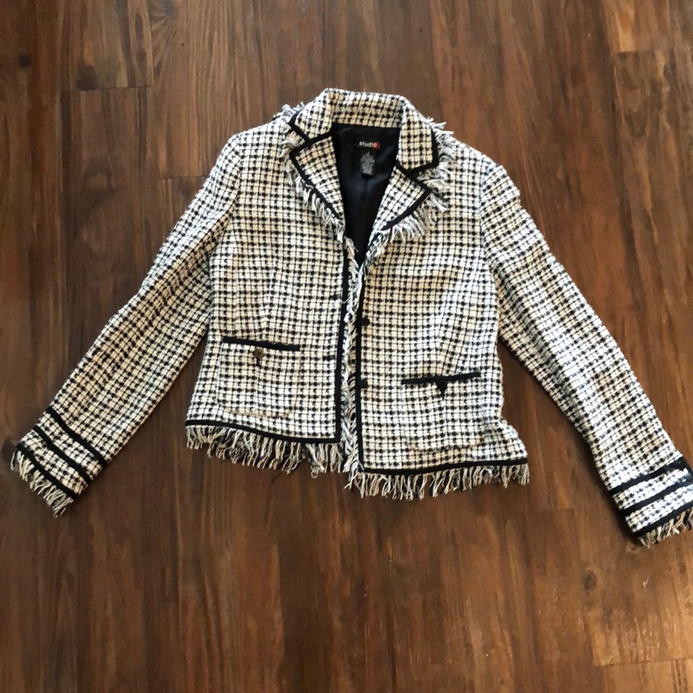 Black and white blazer